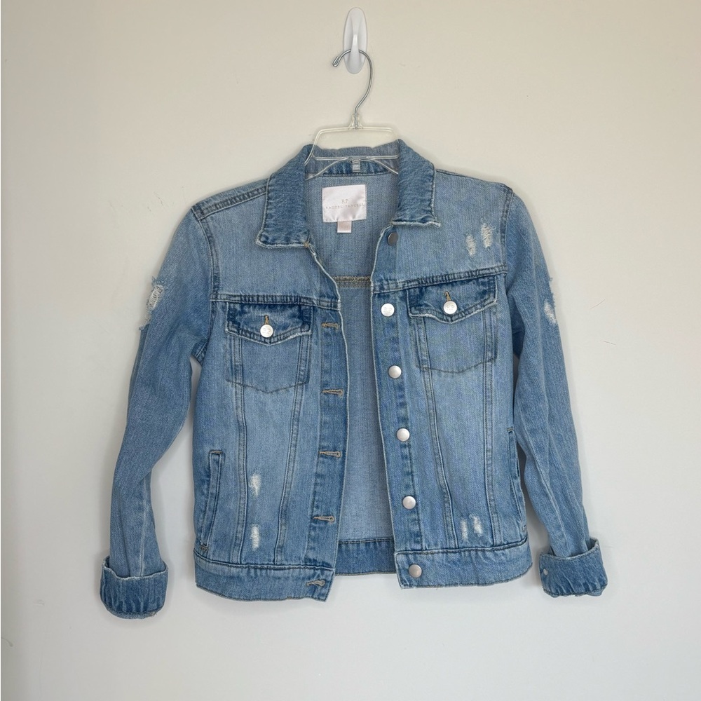M2 Rachel Parcell Jean Jacket Trucker Denim Jacket Light Wash 100% Cotton XXS